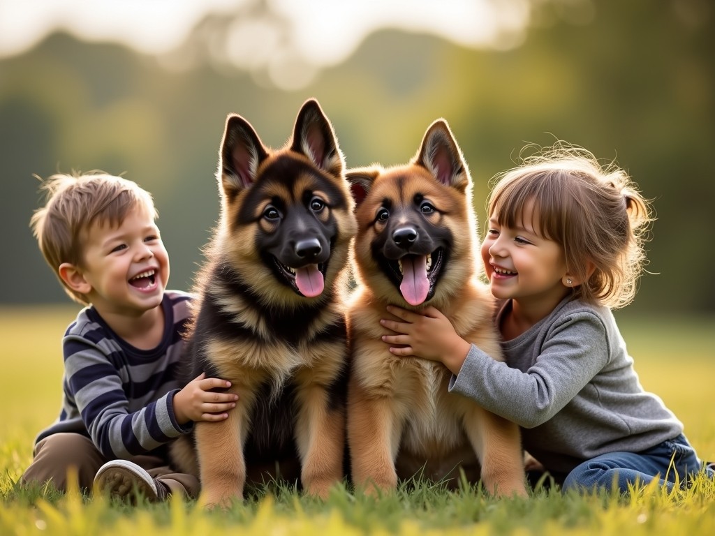 german shepherd puppies and children